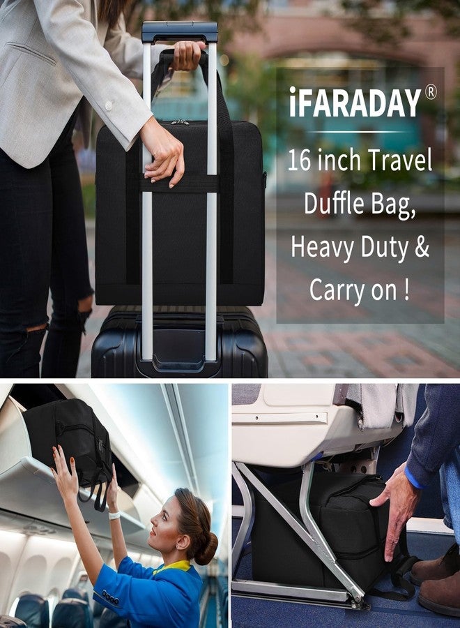 iFARADAY Carry on Duffle Bag for Travel - 16x7x12.5 Airline Approved Personal Item Travel Bag with Shoulder Strap for Men and Women (Black) - Image 5
